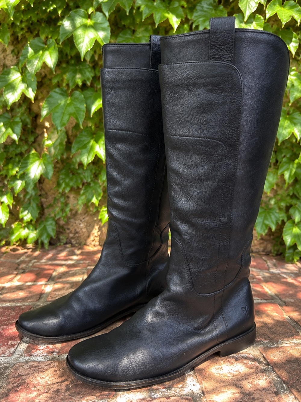 FRYE Black Leather Paige Tall Equestrian Classic Heritage Riding Boots, 9.5B